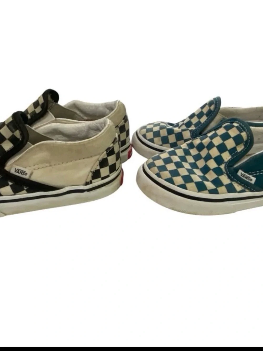 Vans Kids Checkerboard Slip-On Sneakers - Teal & Black